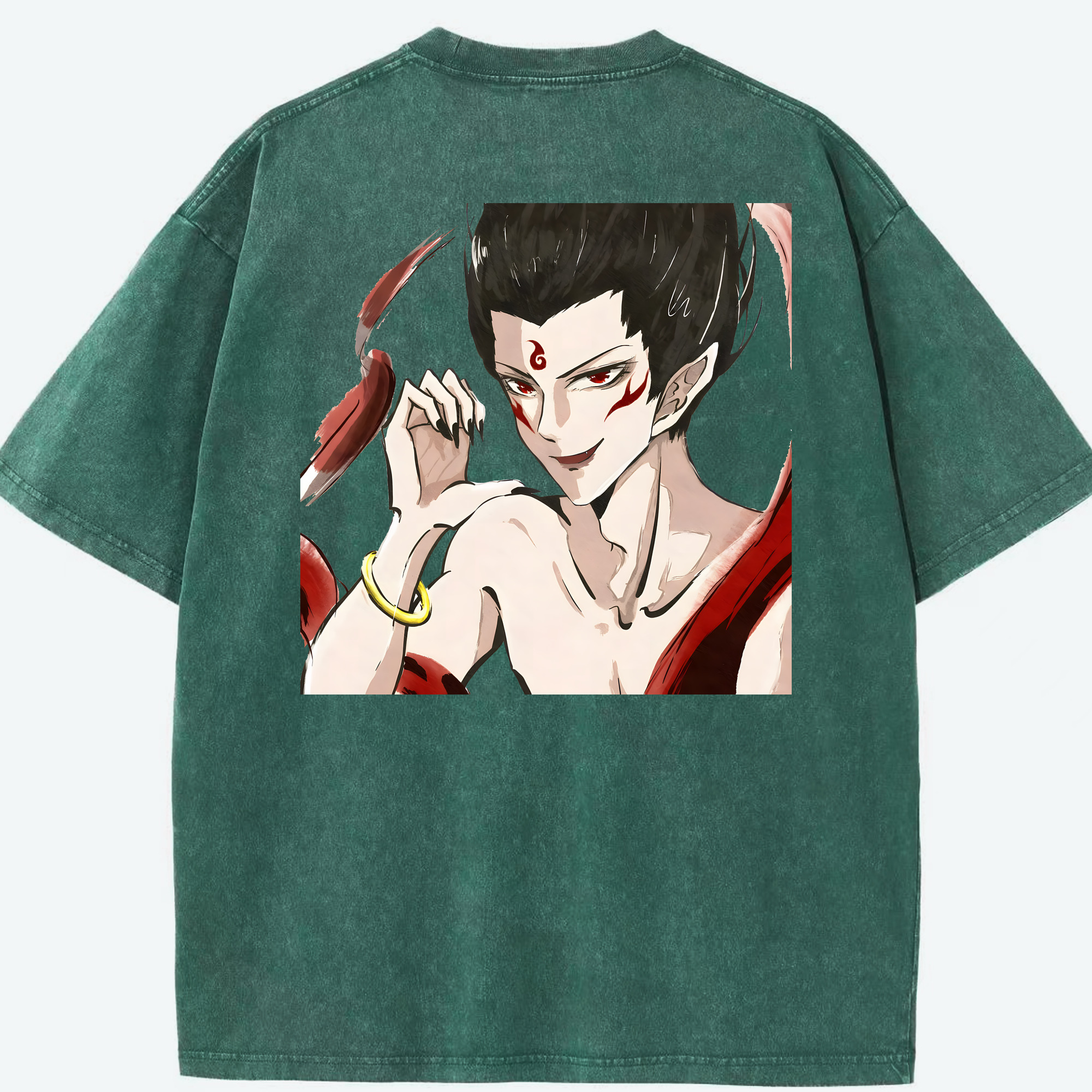 （画像用） Ne Zha 2 ナタ 魔童の大暴れ 綿100% ヴィンテージ風 半袖Tシャツ（背面プリント）